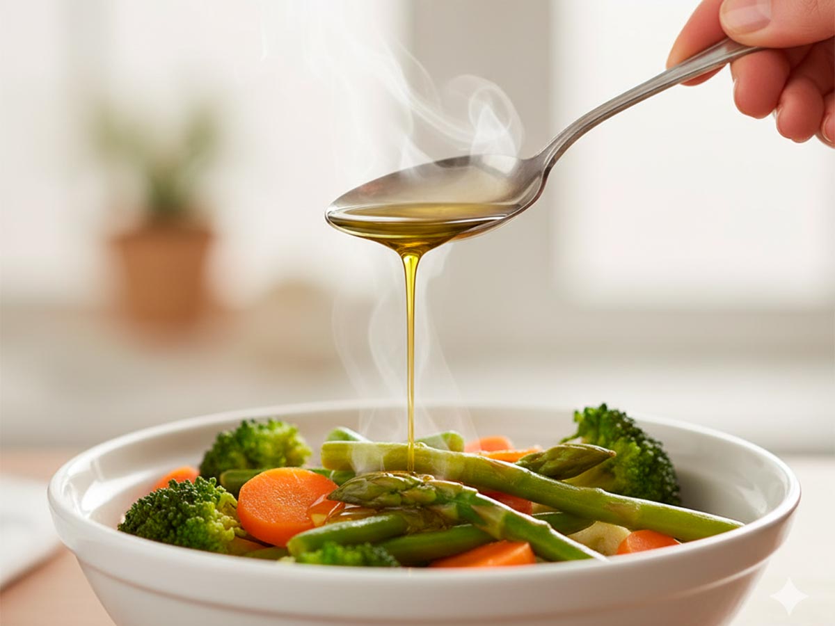 Gotas de aceite de oliva virgen extra cayendo sobre pan, tradición mediterránea.