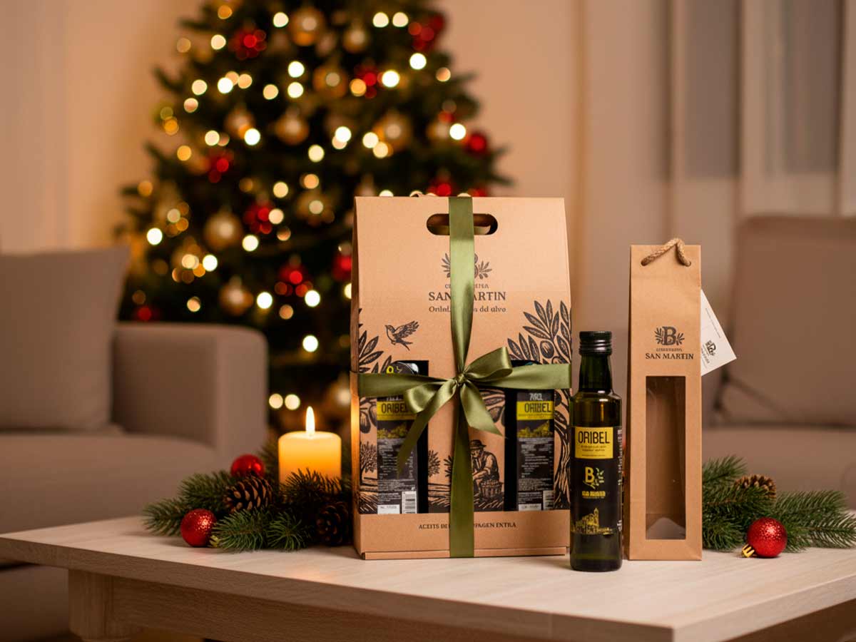 aceite de oliva para regalar en formatos diferentes como detalle navideño